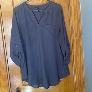 Grey sheer long sleeve top